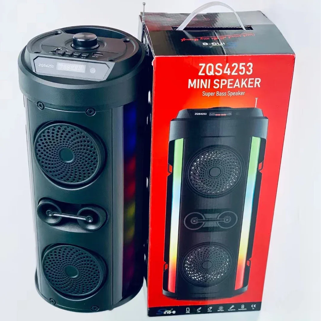 

Dual 4-Inch Bluetooth Speakers Home Karaoke Speakers 3D Surround Sound Subwoofer Outdoor Portable Solar Powered Charging Speaker