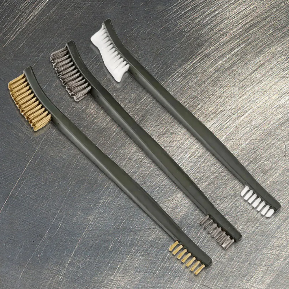 3 PCS Wire Brush Set Polishing Brass/Stainless Steel/Nylon Wire Brushes Rust Paint Metal Cleaner for Cleaning and Rust Removing