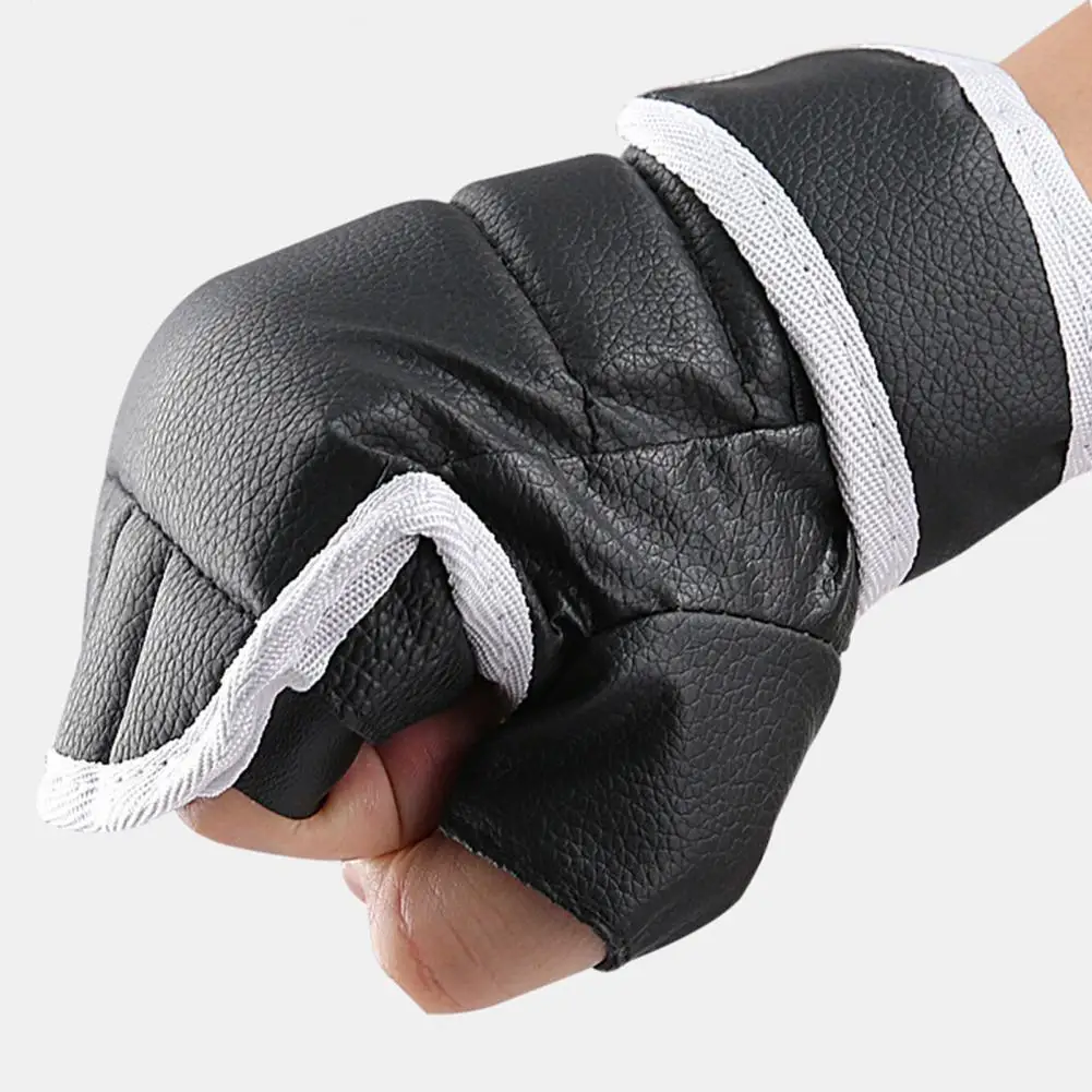 1 Pair Boxing Gloves Breathable Fighting Punching Gloves Shock Absorbing Hand Wrist Faux Leather Kickboxing