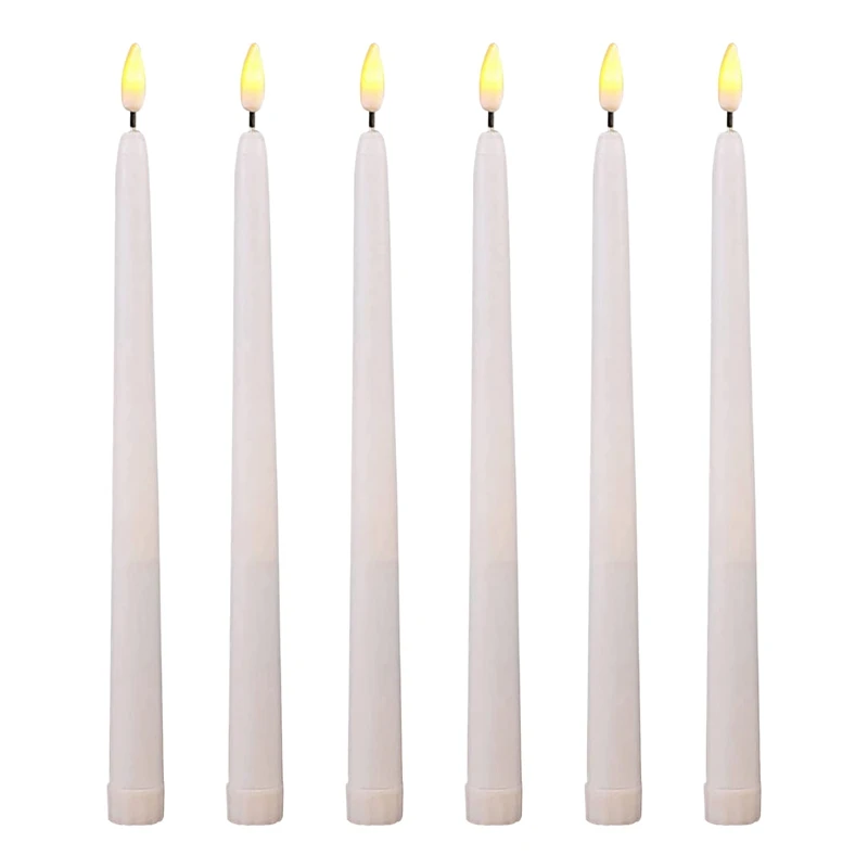 

6Pcs LED Taper Candle Lights For Dinner, Flameless Tapered Battery Operated Table Settings Weddings Birthday Parties