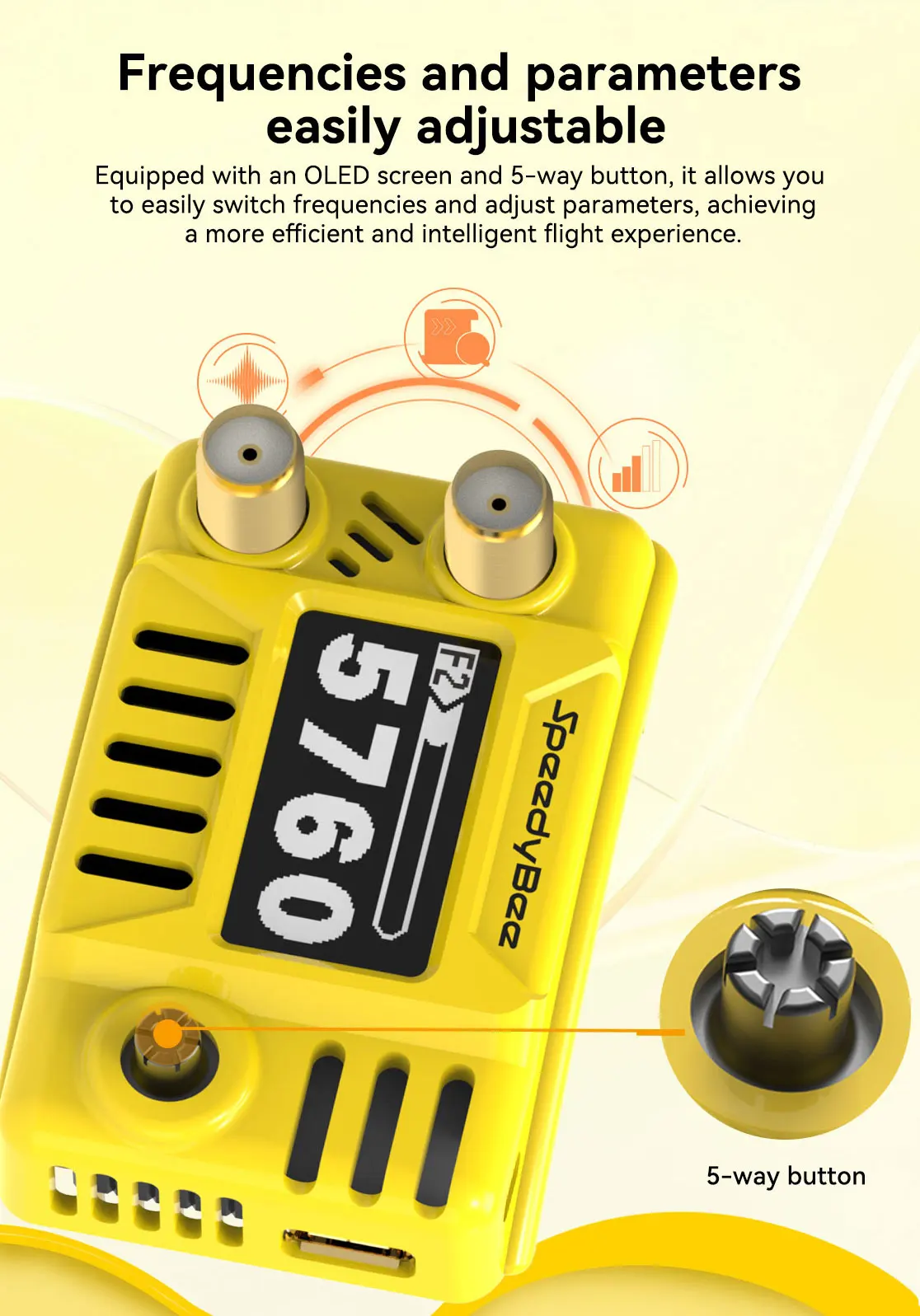 Description Picture 5 of itemSpeedyBee 5.8GHz 48CH Dual Receiver OLED Support OSD Firmware Update Ground Station Module For Fatshark  ORQA FPV Goggles