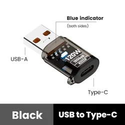 120W USB - C to USB - A OTG Adapter - Fast Charging USB 3.2 Type - C Female Adapter (Black U Male to C)
