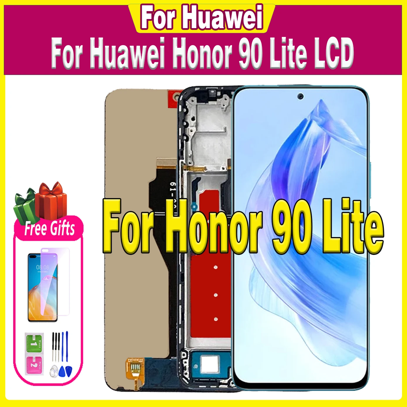 

6.7'' LCD For Huawei Honor 90 Lite LCD Display Touch Screen Digitizer For Honor90 Lite 90 Lite LCD CRT-NX1 Frame Assembly