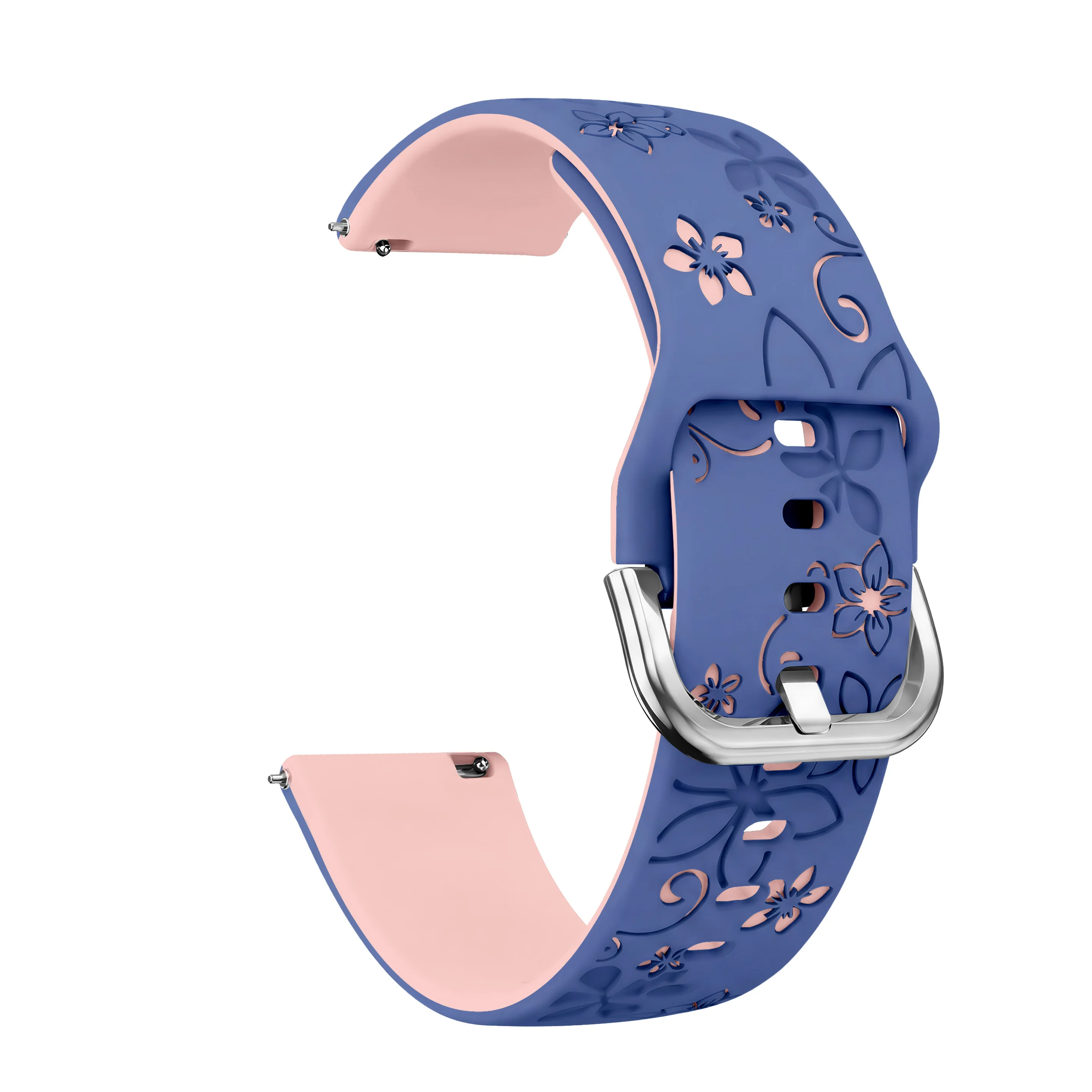 Engraved Breathable 18mm Silicone Watch Strap