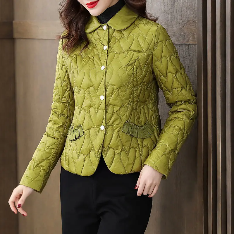 

Loehsao Brand Fashion Lightweight Women Jacket Black Green Short Coat Down-Cotton Slim Windproof Warm Autumn Winter Famel Parkas