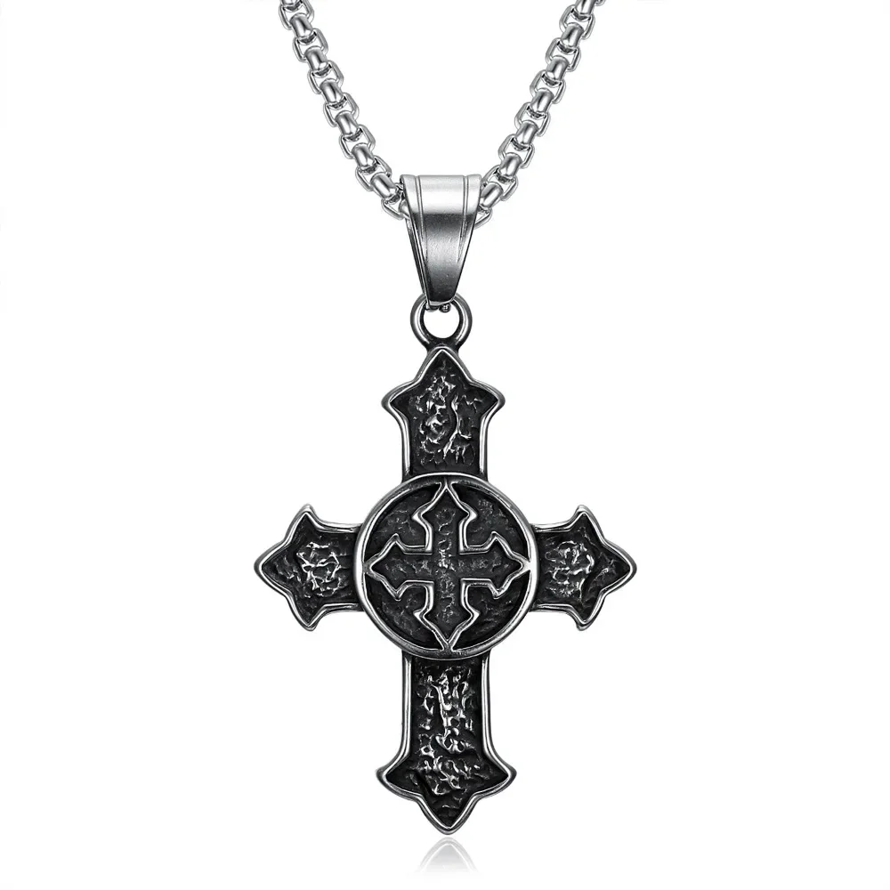 

CHUANGCHENG Peronality Vintage Medieval Knight Cro tainle teel Pendant Men' Necklace Chains Neck Jewelry