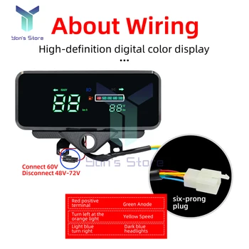 Display LCD 48-72V per E-Bike, Tachimetro e Pannello di Controllo, Ricambio per Biciclette Elettriche e Scooter