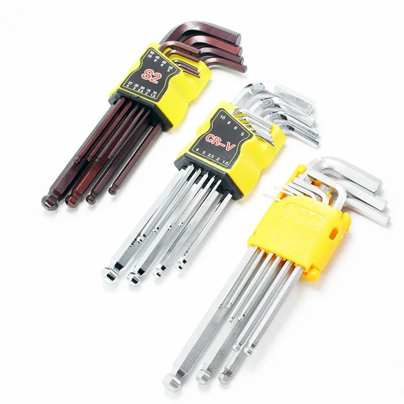 

9 Pcs Allen Wrench Metric Wrench Inch Wrench L Wrench Size Allen Key Short Arm Tool Set Easy To Carry In The Pocket
