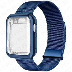 Premium Metal Milanese Loop Watch Band with Magnetic Closure - Elegant Adjustable Strap for 45mm Series 9 8 7 (Blue 11)