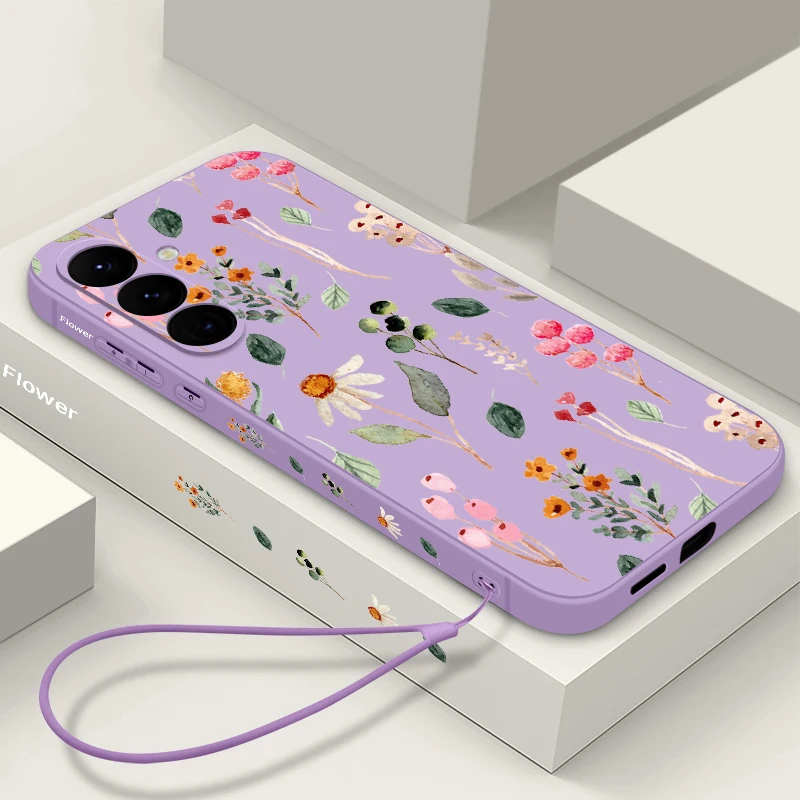 thumbnail image 1 of Funda de lujo con cordón y estampado de flores para Samsung Galaxy, cubierta de silicona Ultra, A55, A54, 5G, A35, A25, A15, A14, A34, A52, S21 FE, S22, S23, S24, 1 of 5