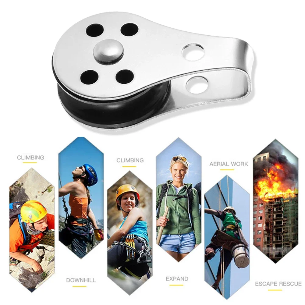 26mm Stainless Steel Pulley Single Wheel Swivel Lifting Rope Pulley Set Lifting Wheel Tools Runner Kayak Boat Accessories