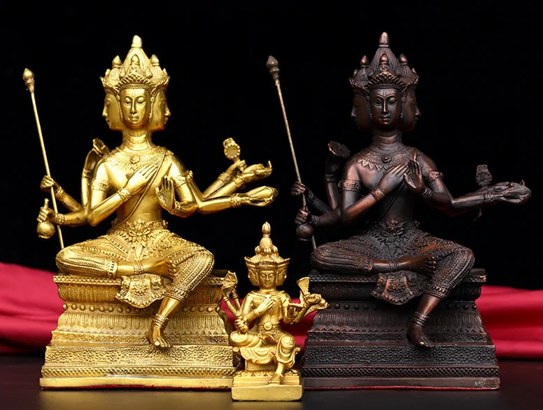 純粋な銅タイの4面仏像大ブラフマー王ブロンズ像ホーム仏ホール