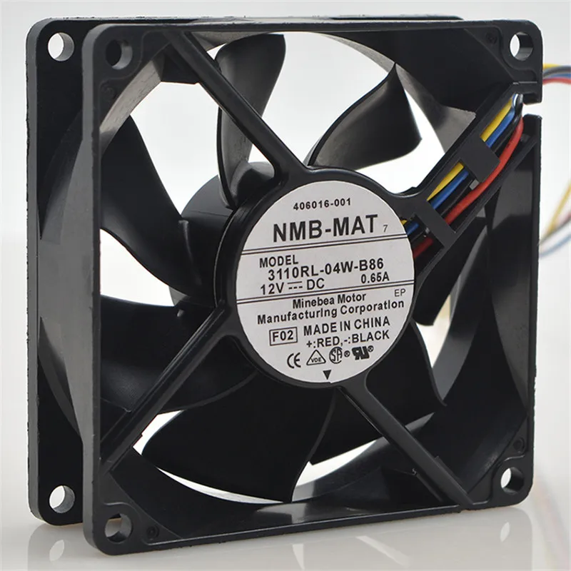 PWM �µ� ���� ���� �ð� ��ǳ��, NMB-MAT 3110RL-04W-B86 DC 12V 0.65A 8cm 8025 80x80x25mm, 4 ���̾�