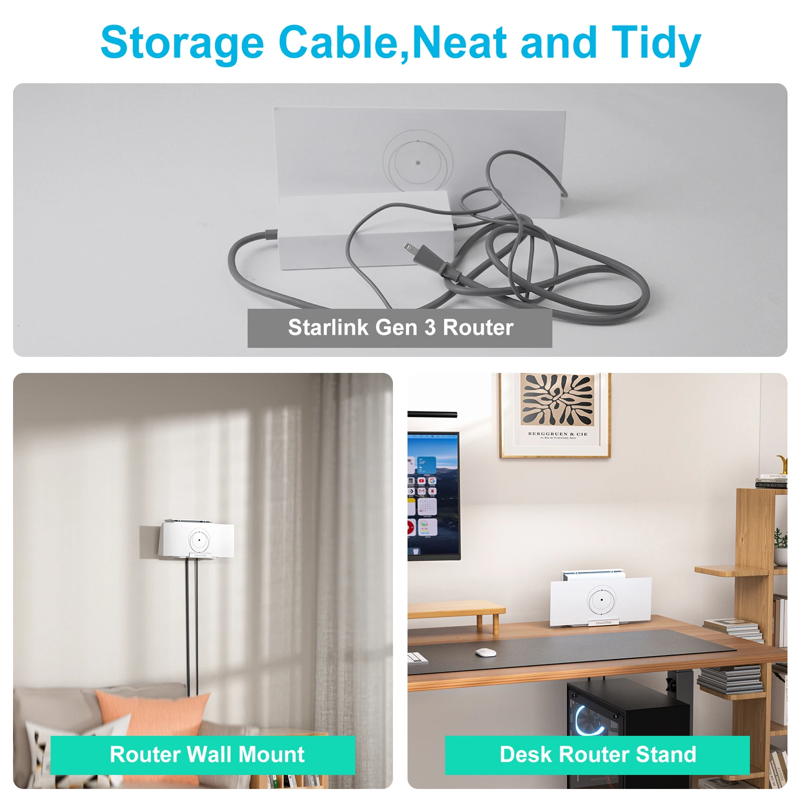 스타링크 3세대 라우터 마운트 전원 공급 브래킷 홀더 공간 절약 위성 인터넷 키트 마운팅 브래킷 키트 2 in 1