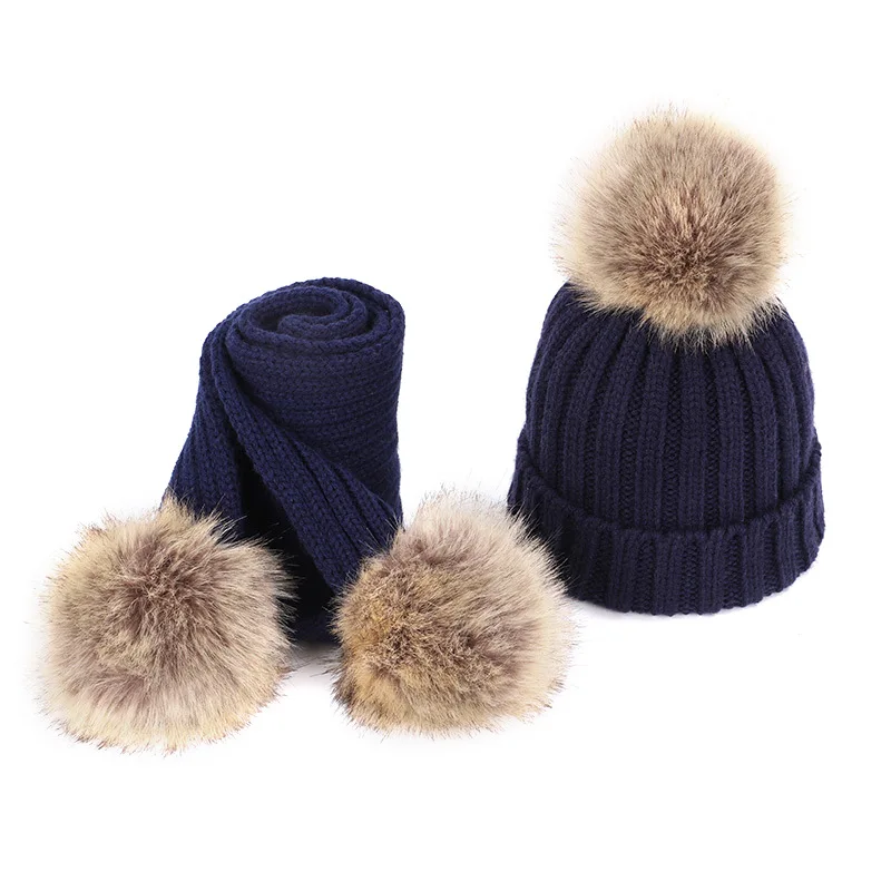 2 3 4 5 6 7 8 9 10 Years Old Boys Girls Winter Warm Hat Knitted Beanie Caps for Kids Toddler Fur Pompom Snow Bonnet Freeshipping