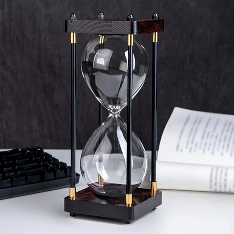 

60 Mins Vintage Wooden Frame Glass Hourglass Furniture Sand Clock Home Office Decoration Timer Creative Birthday Gift Sandglass