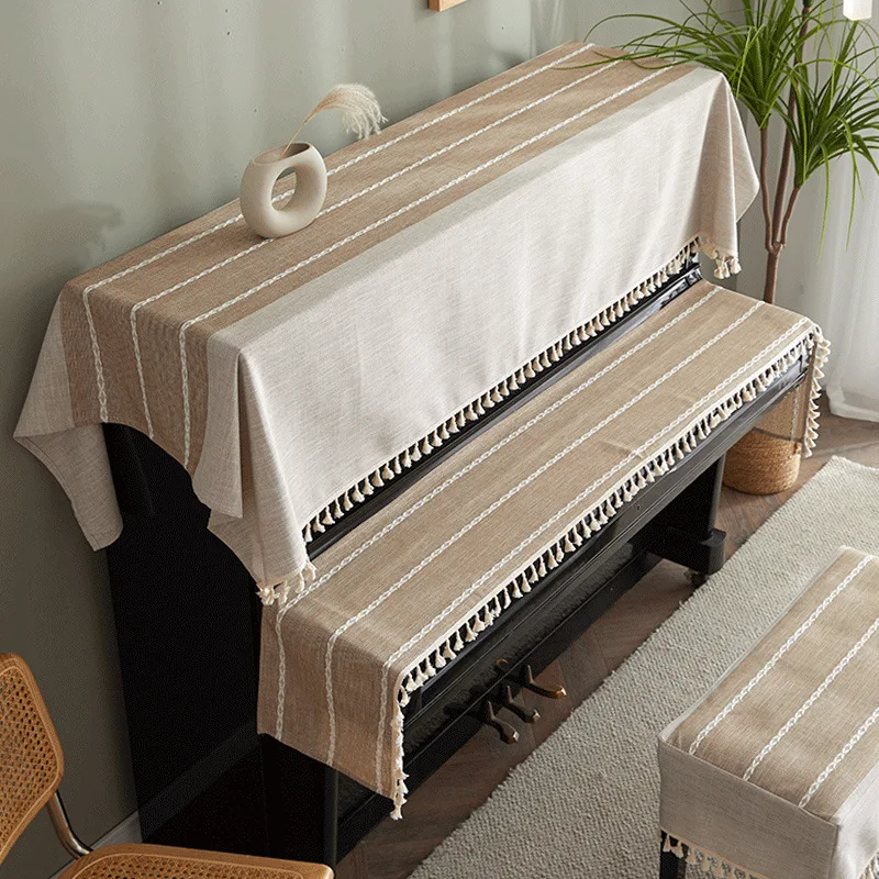 Japanese Style Piano Cover Cloth Home Textile Electric Piano Keyboard Universal Cover Half Dustproof Stool ZC831