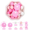 34Pcs/Set Silicone Beads I Love Mum and Dad Round Chew Beads Set Food Grade For Jewellery Making DIY Pacifier Chain Accessories 1
