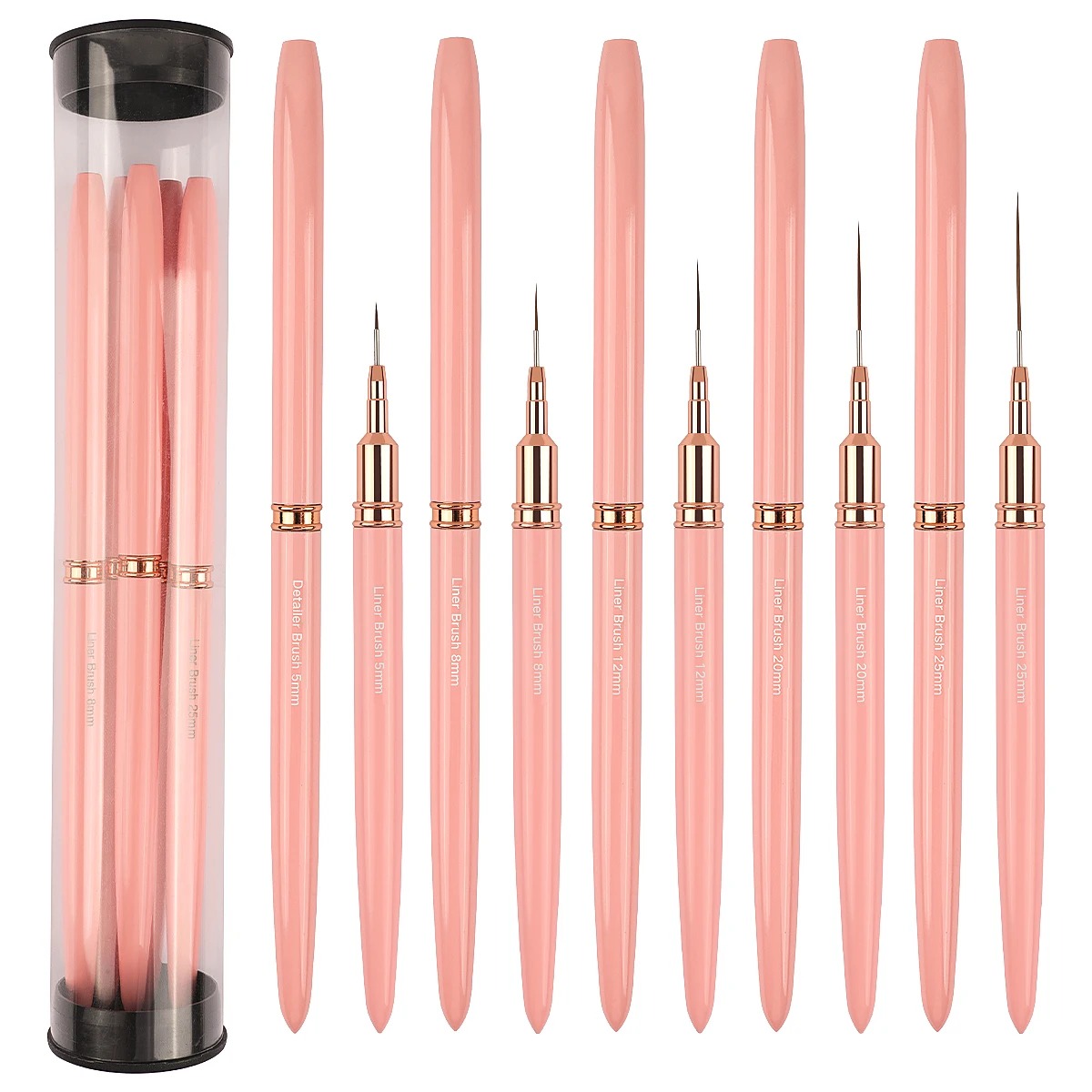 Набор кистей для дизайна ногтей, 5/8/12/20/25 мм