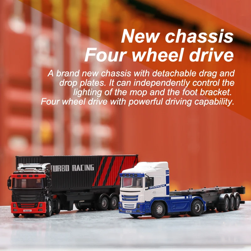 In Stock! Turbo Racing C50 T 1/76 Remote Control Container C50 Truck New Chassis Simulation Horn RC Car Toy C50-C Accessory Kit 5