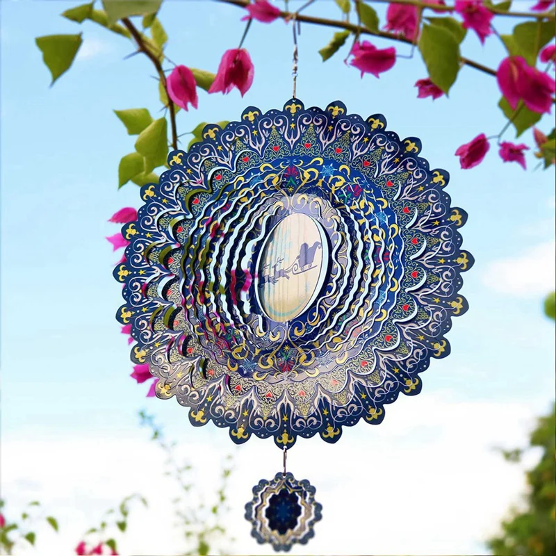 

3D Wind Spinner Spiral For Yard Garden Decor Rotating Hanging Wind Chimes Home Outdoor Decoration Christmas Ornaments