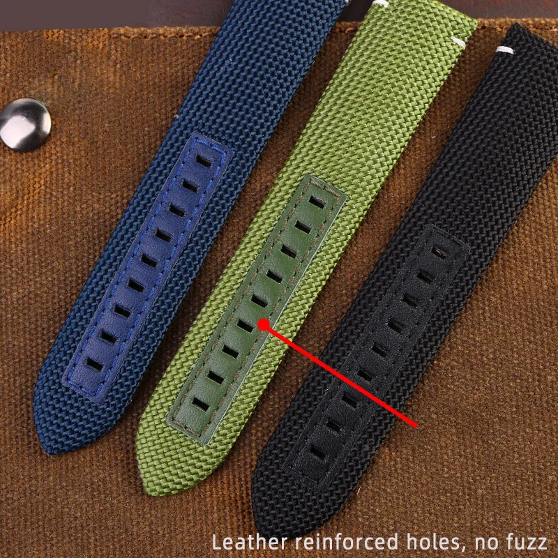 Premium Nylon Men's Watchband - Canvas Leather Strap 22mm