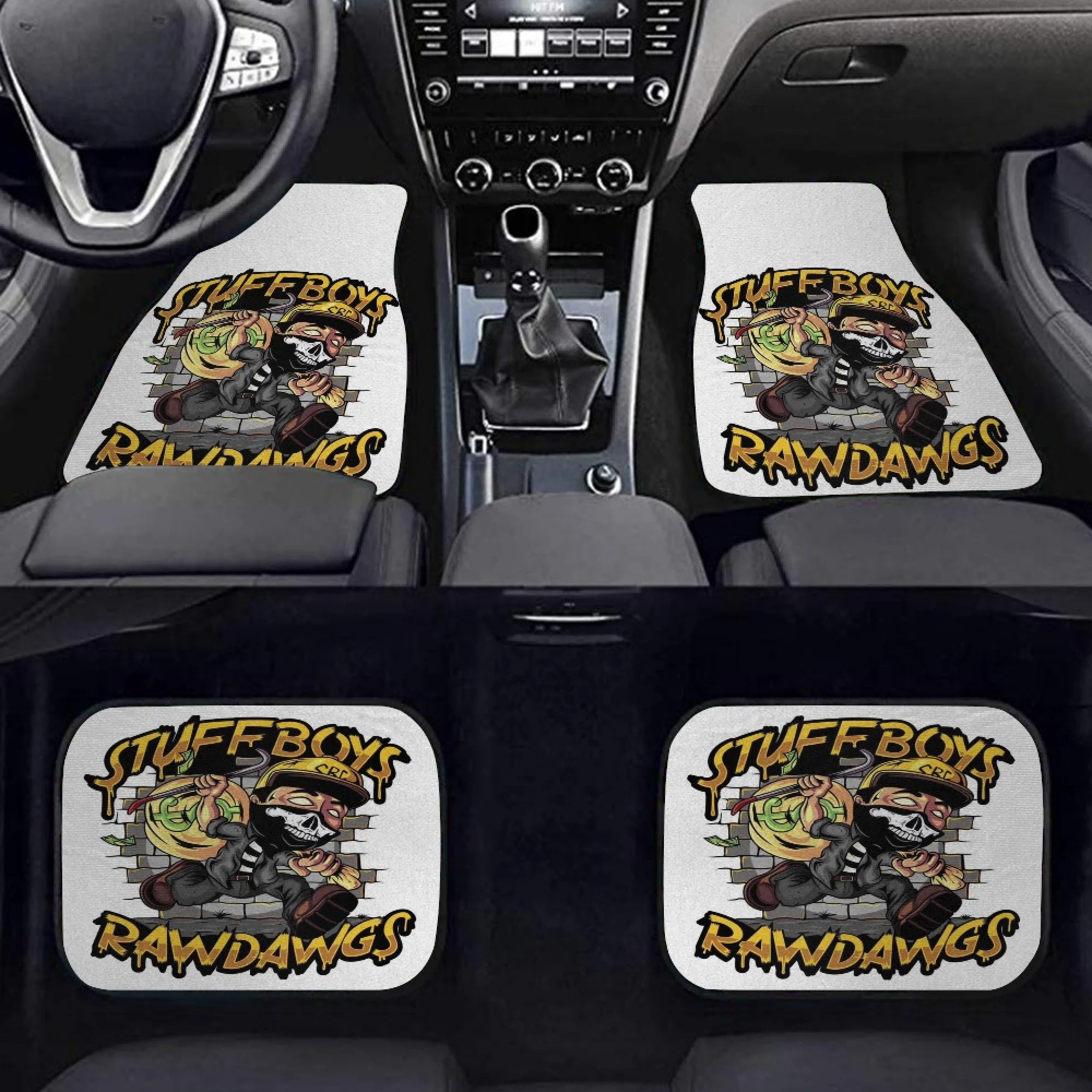 4pcs Set All-Climate Rubber Floor Mats Car Rug Sublimation Decorative Print Door Mat