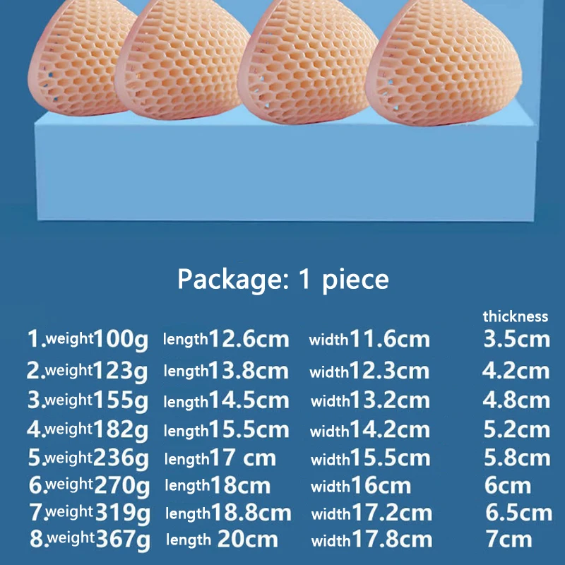 1 pc Lightweight Triangle Hollow Breast Form Honeycomb Core Silicone Breast Form Mastectomy Prosthesis Bra Swim Enhancer Insert
