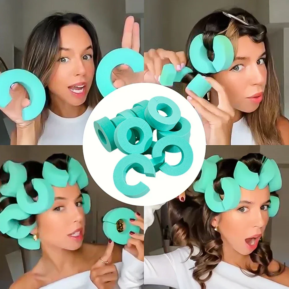 Heatless Hair Curler 6Pcs No Heat Hair Rollers C-Shaped Sponge Curling Rod Soft Curls Sleeping Flexi Rods Styling Tools
