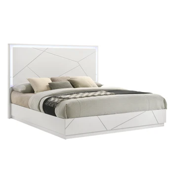Queen 5-Piece Bedroom Set – Modern Design with Lacquer Finish, Geometric Accents, and LED Lighting 2