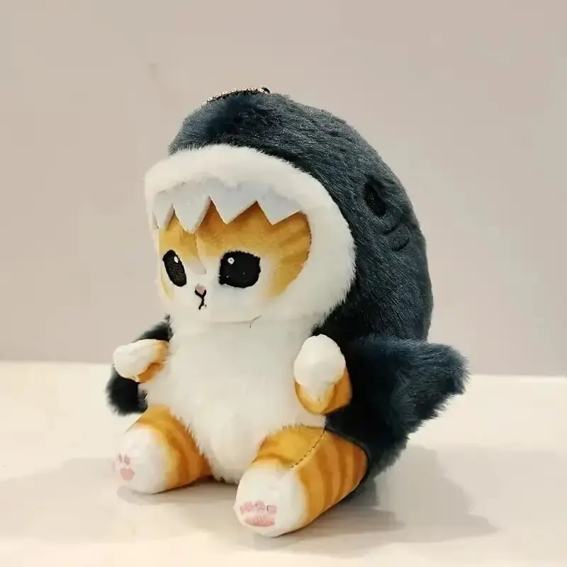 12cm Hot Cute Shark Cat Fried Shrimp Cat Plush Toys Pendant Doll Beautiful Room Car Bag Decoration Pendant Opening Holiday Gift