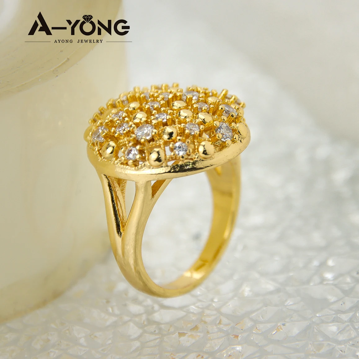 AYONG Italian Elegant Wedding Ring 21k Zircon Gold Plated Saudi