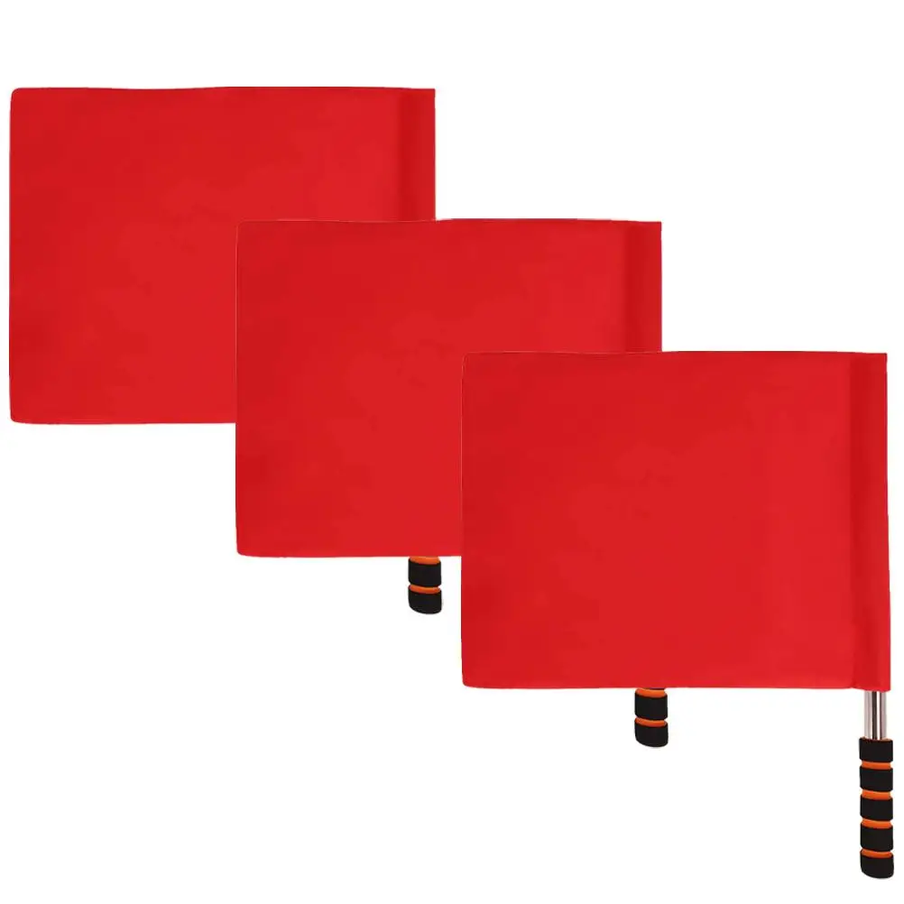 3 Pcs Competition Flag Referee Red Signal Lawn Athletic Flags Stainless Steel Judge's