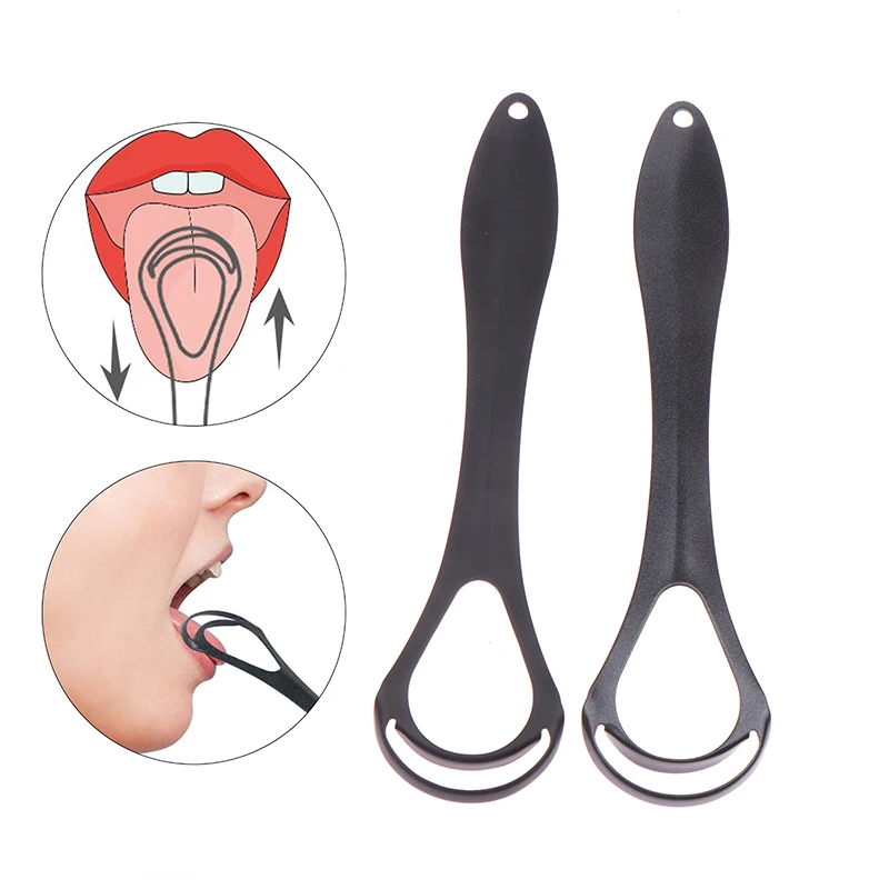 1PC Portable Double Layer Tongue Scraper Reusable Stainless Steel Oral Mouth Brush Case Non-slip Handle Tongue Scraper