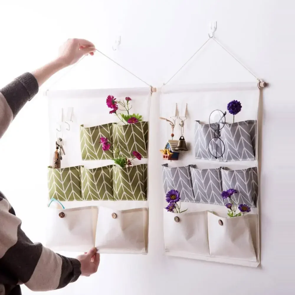 Wall Hanging Storage Bag Fabric Sundry Organizer Multi Layer Door Hanging Pouch Home Essential2024 New Space Saver Holder 2