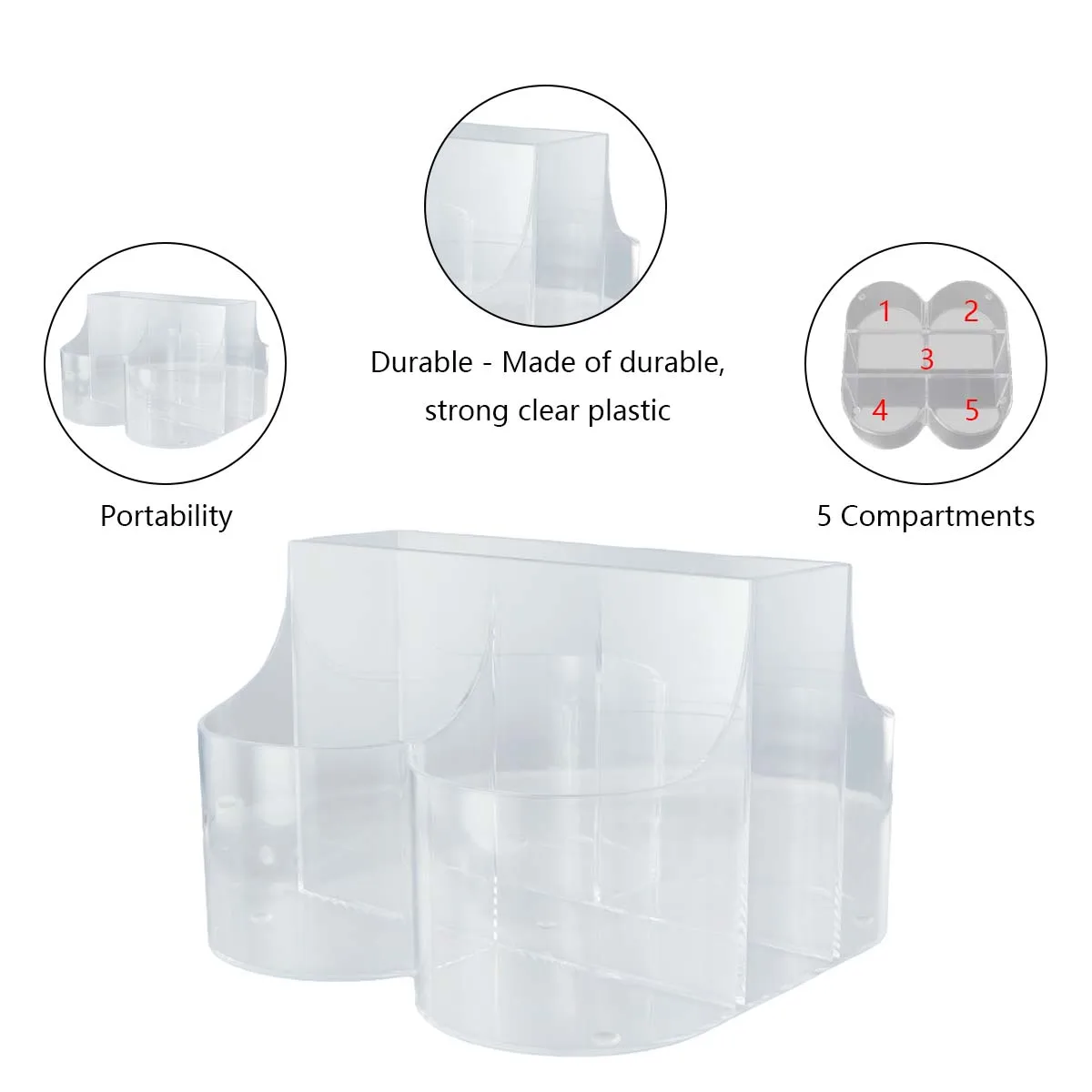 5 Compartment Classic Acrylic Napkin Holder with Cutlery Organizer Caddy Bin, For Spoons, Forks, Knives & Cups Divided Storage! 5