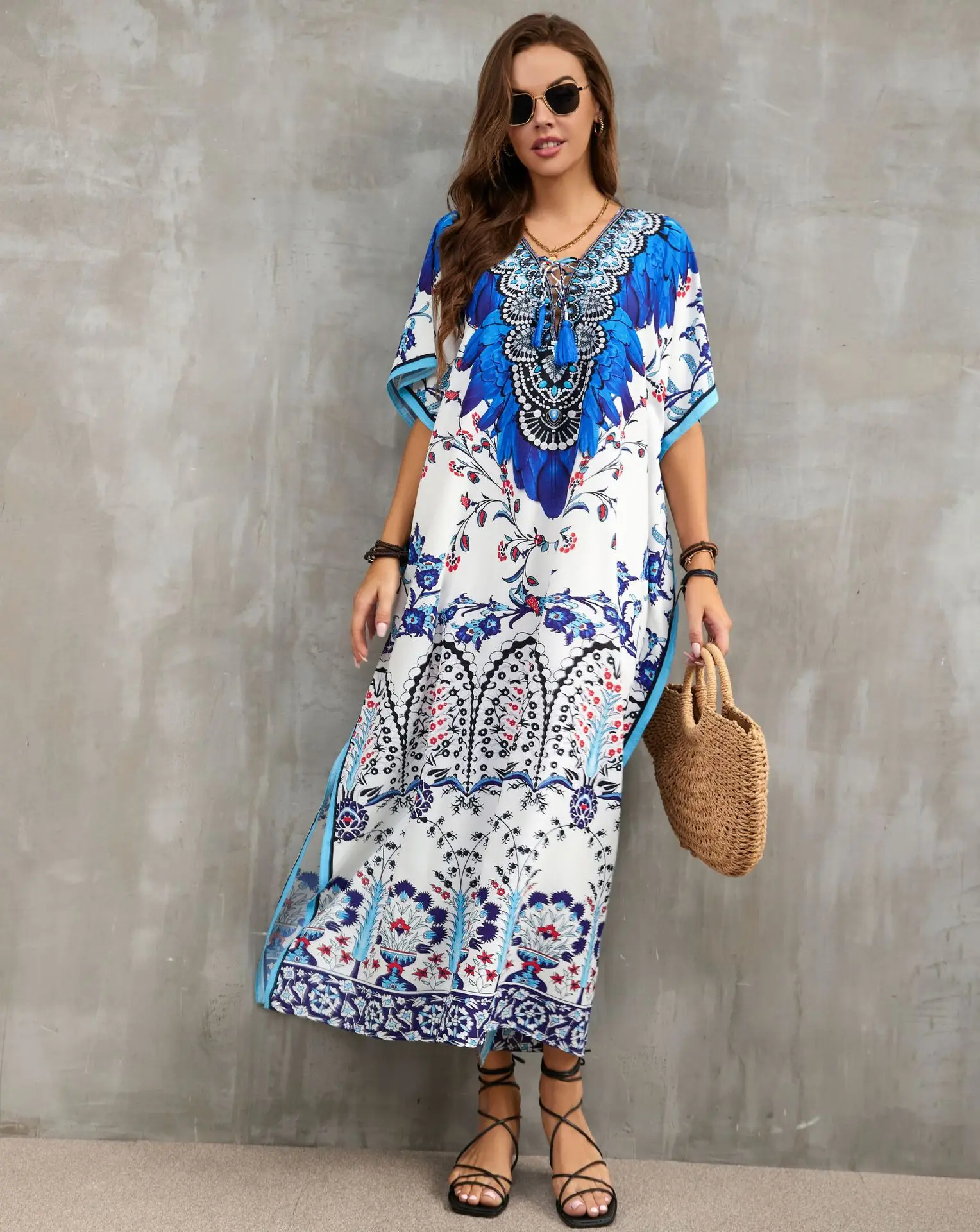 Women's Clothing Kaftan Dresses for Women Plus Size Bathing Suit Cover up Caftan Maxi Beach Dresses 3