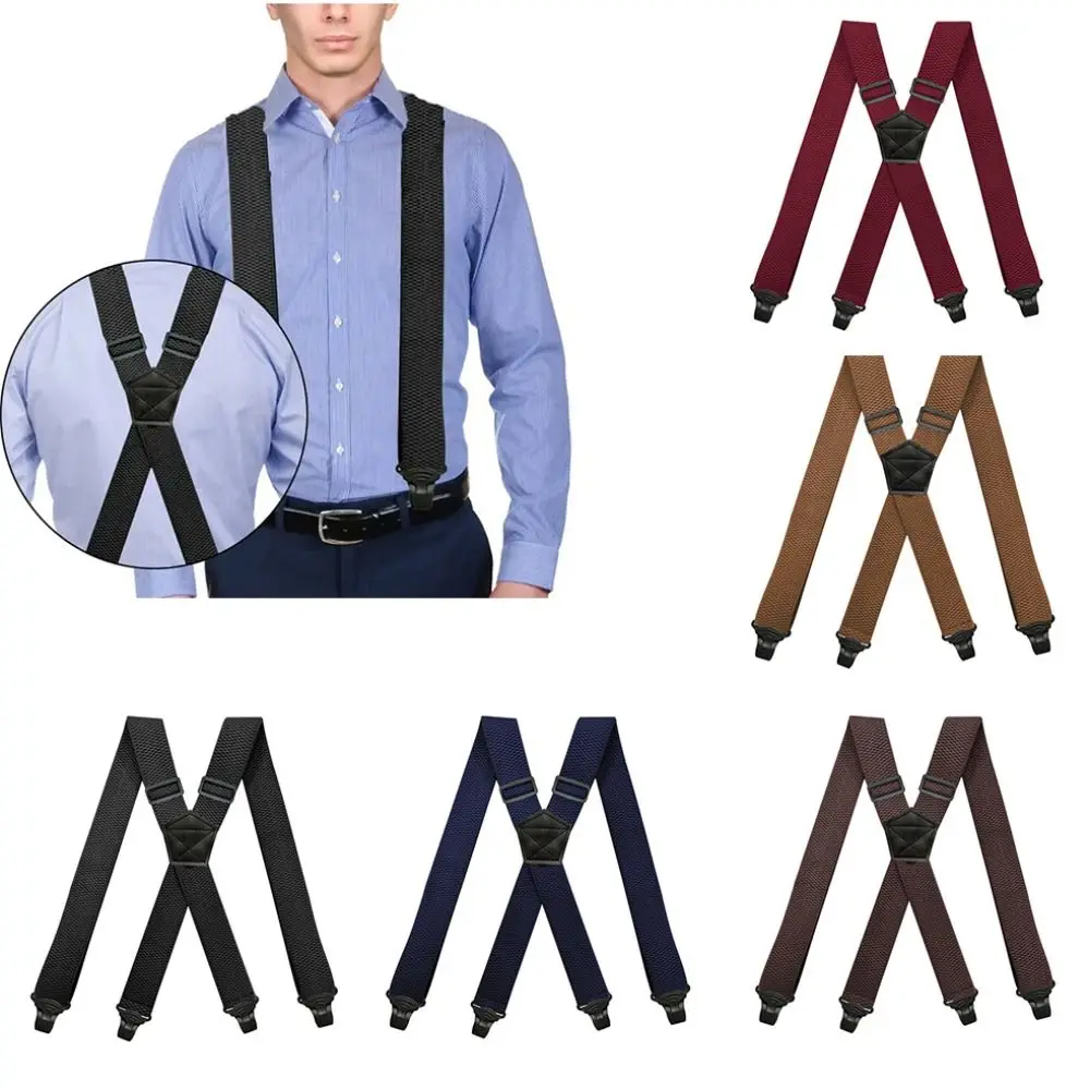 

3.8cm Wide Braces Suspenders New Adjustable X Back 4 Clips Trouser Straps Belt Vintage Wedding Party Elastic Braces Men Women