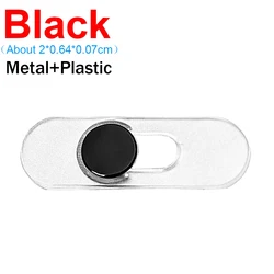 Aluminum Alloy Webcam Privacy Cover with Slide Switch - 2PCS (Transparent - Black)