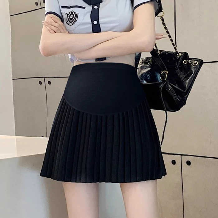 임산부를 위한 플리츠 A 라인 미니 스커트, 신축성 허리 뱃살, 핫 하의, 여름 패션, 24ss Y2k 청소년 임신