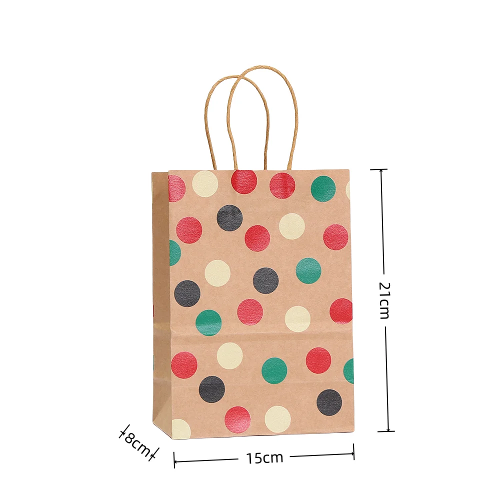 2025 New Polka Dot Kraft Paper Gift Bags, Reusable Eco-Friendly Tote Bags with Twisted ... - SKU KBGP1520 - UGI Packaging