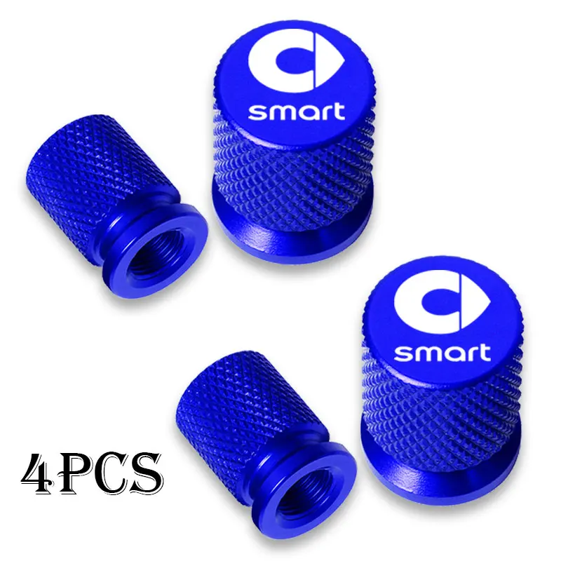 Smart Fortwo Forfour 용 4pcs 451 453 450 452 454 로드스터 쿠페 자동차 타이어 밸브 캡 알루미늄 타이어 휠 스템 커버 방진