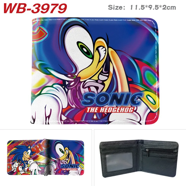 thumbnail image 1 of Cartera de Sonic The Hedgehog con diseño de dibujos animados, monedero plegable para hombre y mujer, tarjetero moderno, billetera corta plegable a la mitad, 1 of 5