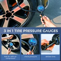 Digital Tire Pressure Gauge with Inflator 3-250 PSI Heavy Duty Air Compressor with Hose and Quick Connect Coupler Accessories 2