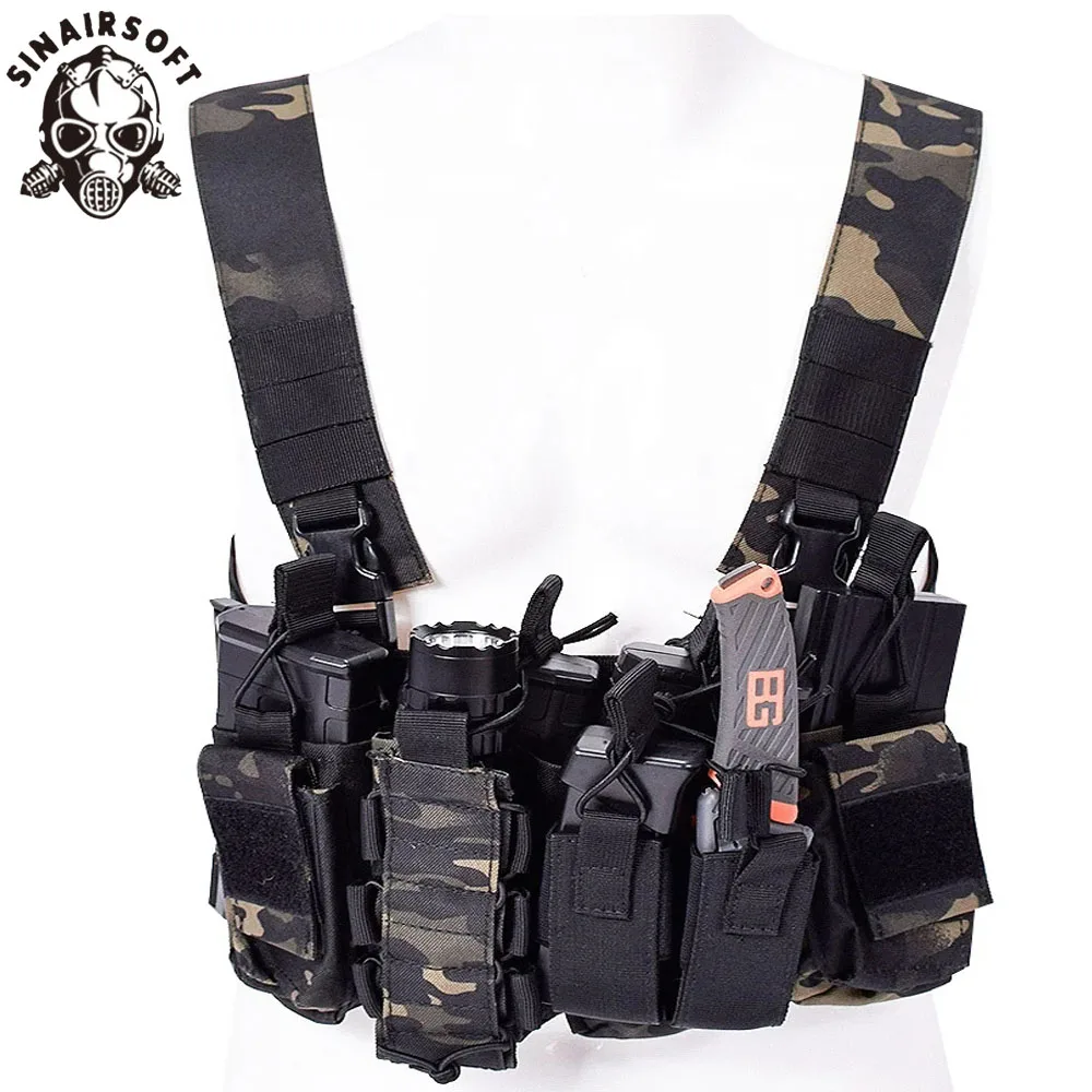 

Men Nylon Swat CS Match Wargame TCM Chest Rig Airsoft Tactical Vest Military Gear Pack Magazine Pouch Holster Molle System Waist