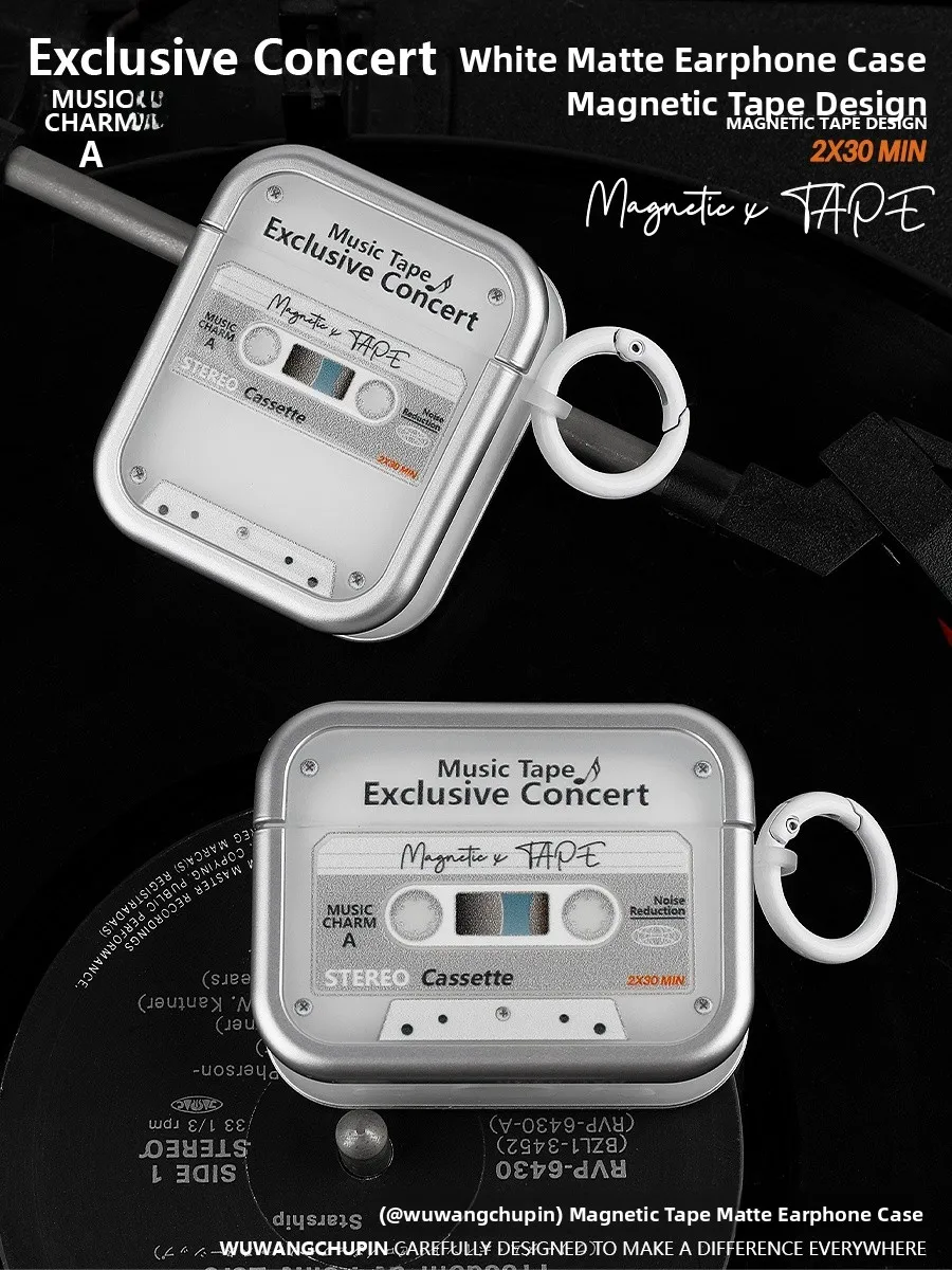 Retro Tape Design Protective Case for   24 Gen Wirel Bluetooth Square Earphone Detachable Soft ell Cover