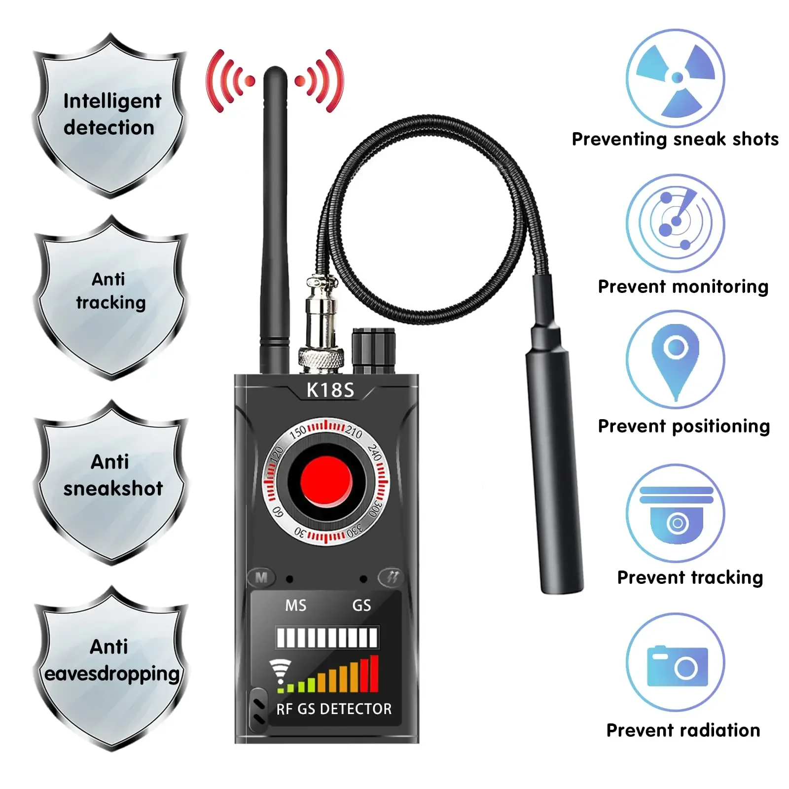 Rilevatore K18 Multifunzione Anti Mini Bug Audio Spy-Camera Gsm Finder Obiettivo Di Segnale Gps Localizzatore Rf Tracker Rileva Telecamera Wireless