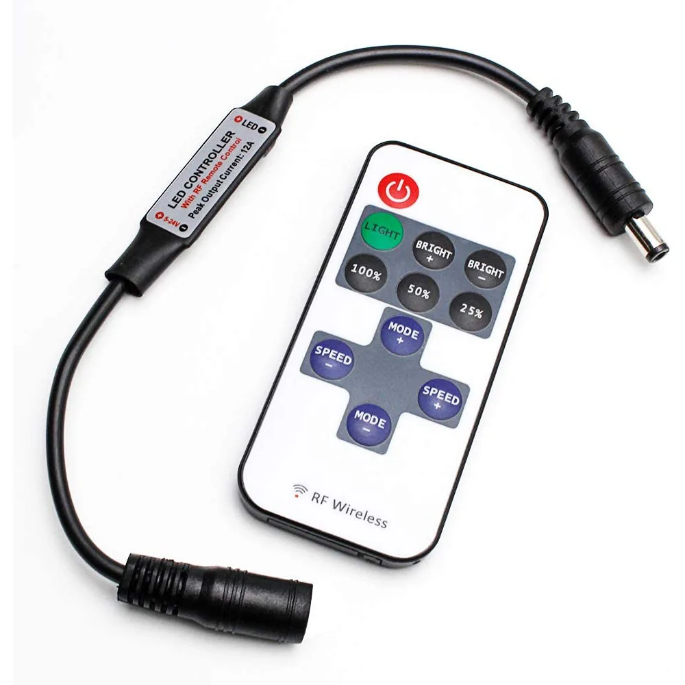 RF11 Key Wireless RF LED Dimmer Monochrome Light Strip 5-24V Copper Wire Light Controller LED Controller