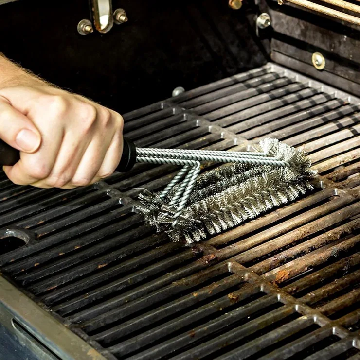 BBQ Strong Stainless Steel Hard Brush 2-in-1 Multi functional High Temperature Resistant Deep Cleaning Baking Plate Gap