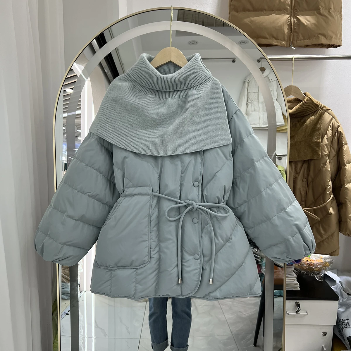 

Short Down Jacket Women's Bib Shawl Fashionable Foreign Temperament Versatile Korean Gentle 2023 Winter Coats